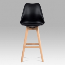 Barová stolička s drevenou podnožou Alexis, čierna - 4
