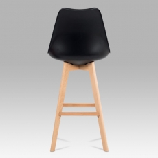 Barová stolička s drevenou podnožou Alexis, čierna - 5