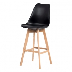 Barová stolička s drevenou podnožou Alexis, čierna - 1