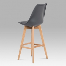 Barová stolička s drevenou podnožou Alexis, sivá - 2