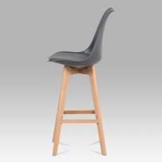 Barová stolička s drevenou podnožou Alexis, sivá - 3