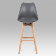 Barová stolička s drevenou podnožou Alexis, sivá - 4