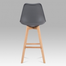 Barová stolička s drevenou podnožou Alexis, sivá - 5