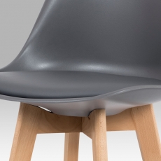 Barová stolička s drevenou podnožou Alexis, sivá - 6