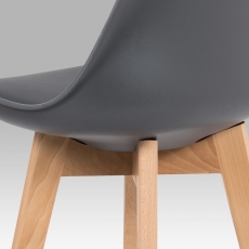 Barová stolička s drevenou podnožou Alexis, sivá - 8