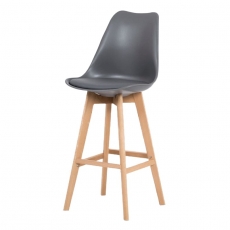 Barová stolička s drevenou podnožou Alexis, sivá - 1