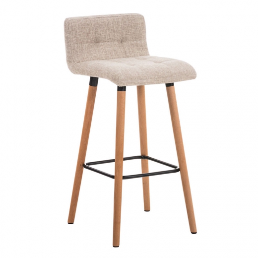 Barová stolička s drevenou podnožou Connie, krémová - 1