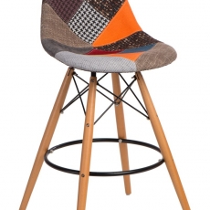 Barová stolička s drevenou podnožou Desire patchwork, farebná - 1