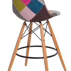 Barová stolička s drevenou podnožou Desire patchwork, farebná - 2