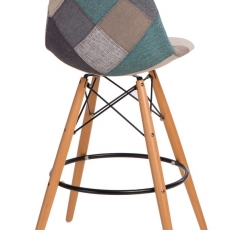 Barová stolička s drevenou podnožou Desire patchwork, modrá - 2