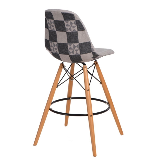 Barová stolička s drevenou podnožou Desire patchwork - 1