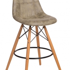 Barová stolička s drevenou podnožou Desire prešívaná - 4
