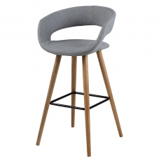Barová stolička s drevenou podnožou Garry (Súprava 2 ks), sivá - 1
