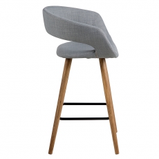 Barová stolička s drevenou podnožou Garry (Súprava 2 ks), sivá - 3