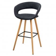 Barová stolička s drevenou podnožou Garry (Súprava 2 ks), tmavosivá - 1