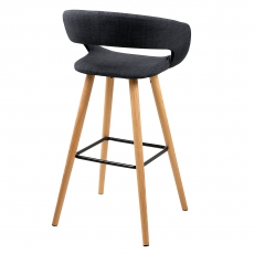 Barová stolička s drevenou podnožou Garry (Súprava 2 ks), tmavosivá - 2