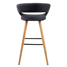Barová stolička s drevenou podnožou Garry (Súprava 2 ks), tmavosivá - 6