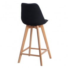 Barová stolička s drevenou podnožou Norby čalúnená, čierna - 2