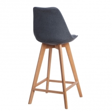 Barová stolička s drevenou podnožou Norby čalúnená, sivá - 2