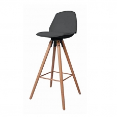 Barová stolička s drevenou podnožou Stephie, čierna - 2