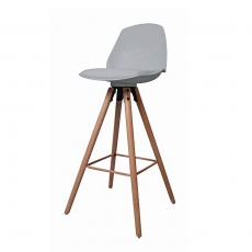 Barová stolička s drevenou podnožou Stephie, sivá - 2