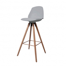 Barová stolička s drevenou podnožou Stephie, sivá - 1