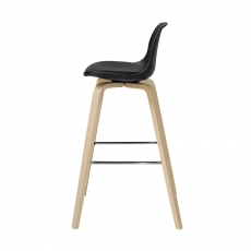 Barová stolička s drevenou podnožou Zaza (SET 2 ks), drevo/čierna - 2