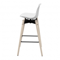 Barová stolička s drevenou podnožou Zina, biela - 2