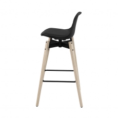 Barová stolička s drevenú podnožou Zina, čierna - 2