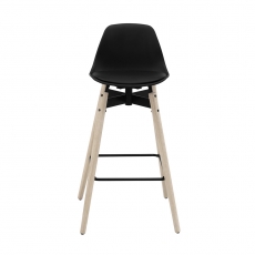 Barová stolička s drevenú podnožou Zina, čierna - 3