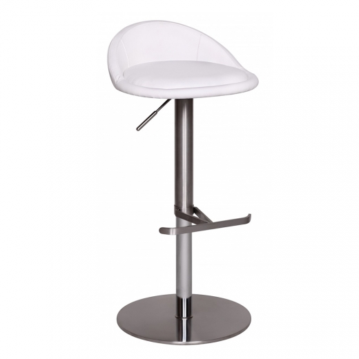 Barová stolička s nerezovou podnožou Durable, biela - 1