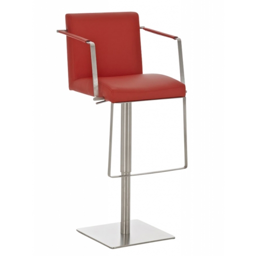 Barová stolička s nerezovou podnožou Santi červená - 1