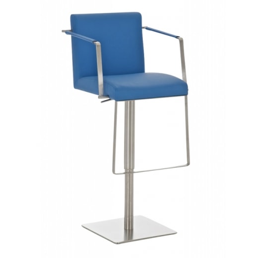Barová stolička s nerezovou podnožou Santi modrá - 1