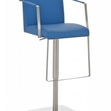Barová stolička s nerezovou podnožou Santi modrá - 1