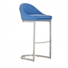 Barová stolička s nerezovou podnožou Santy, modrá - 1