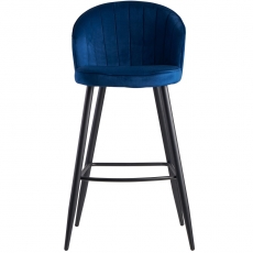 Barová stolička Seina, zamat, modrá - 2