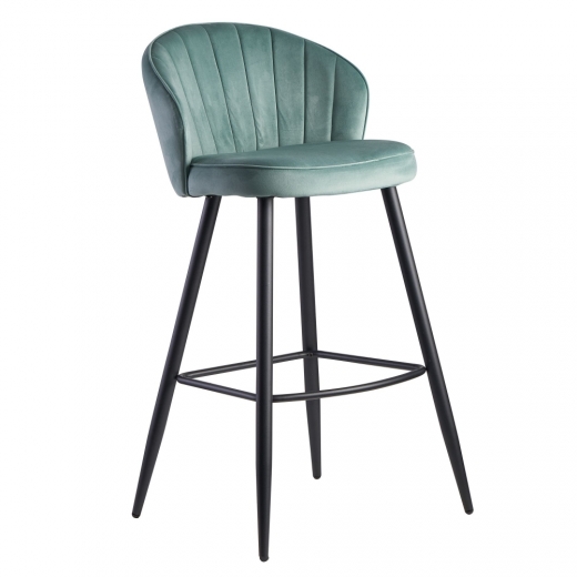 Barová stolička Seina, zamat, svetlo zelená - 1