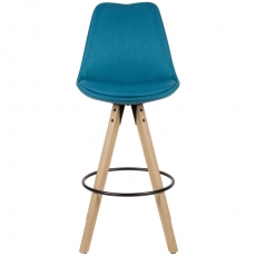 Barová stolička Steve (súprava 2 ks), textil, modrá - 2