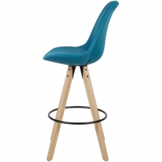 Barová stolička Steve (súprava 2 ks), textil, modrá - 4