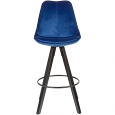 Barová stolička Steve (súprava 2 ks), zamat, modrá/čierna - 2