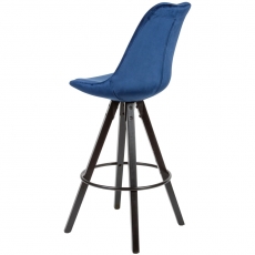 Barová stolička Steve (súprava 2 ks), zamat, modrá/čierna - 5