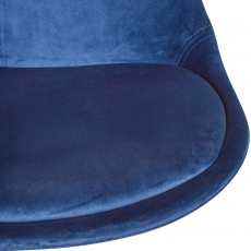 Barová stolička Steve (súprava 2 ks), zamat, modrá/čierna - 7