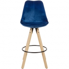 Barová stolička Steve (súprava 2 ks), zamat, modrá - 2