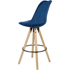 Barová stolička Steve (súprava 2 ks), zamat, modrá - 5