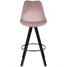 Barová stolička Steve (súprava 2 ks), zamat, ružová/čierna - 2