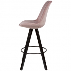 Barová stolička Steve (súprava 2 ks), zamat, ružová/čierna - 4