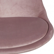 Barová stolička Steve (súprava 2 ks), zamat, ružová/čierna - 7