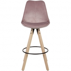Barová stolička Steve (súprava 2 ks), zamat, ružová - 2