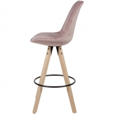 Barová stolička Steve (súprava 2 ks), zamat, ružová - 4