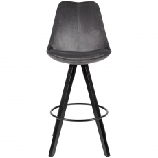 Barová stolička Steve (súprava 2 ks), zamat, sivá/čierna - 2